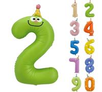 40inch Birthday Hat Number 2 Balloon Animal 0-9 Number Foil Balloons for 2nd Birthday Party Decorations Big Helium Mylar Balloon Birthday Animal Themed Party Decoration Supplies (Number 2)