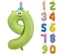40inch Birthday Hat Number 9 Balloon Animal 0-9 Number Foil Balloons for 9th Birthday Party Decorations Big Helium Mylar Balloon Birthday Animal Themed Party Decoration Supplies (Number 9)
