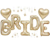 40inch Champagne Gold BRIDE Letter Balloons, Giant Light Gold Bride Foil Helium Balloon Banner with Heart Balloon for Bride to Be Wedding Engagement Bridal Shower Gold Bachelorette Party Decoration