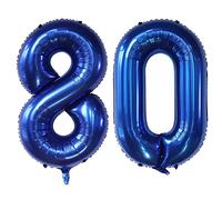 40Inch Giant Foil Number Balloons Navy Blue Helium 80 Balloon Numbers Birthday Party Decorations and Supplies Anniversary Party Decor (NavyBlue-80)