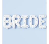 40Inch White BRIDE Balloons Bachelorette with Blue Bows, Big BRIDE Mylar Foil Letter Balloon, Bride To Be Banner Sign Something Blue Before I Do Bridal Shower Engagement Hen Party Decorations