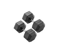 40kg Commercial Rubber Hex Dumbbells York Black One Size