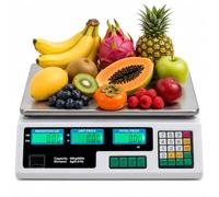 40KG Deli Electronic Commercial Price Computing Scale w/LCD Display, Stainless Steel Platform & Charging Cable for Store, Kitchen, Restaurant Market, Farmer, Food, Meat, Fruit