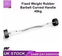 40Kg Fixed Weight Rubber Barbell Weight Bar With Curved Handle