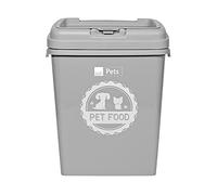 40L/15KG Airtight Pet Food Container - Animal Dry Food Dispenser Bin | Lid | Flip Top Locking System With Integrated Scoop | Perfect For Storing Dried Pet Food & Bird Seed - GREY