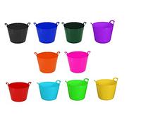 40L 40 Litre Large Robust Flexi Tubs - Set of 10 - Mixed Assorted Colours Randomly Picked - Multi Purpose Flexible Rubber Storage Container Buckets