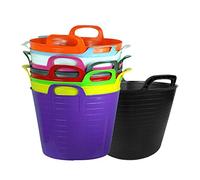 40L 40 Litre Large Robust Flexi Tubs - Set of 3 - Mixed Assorted Colours Randomly Picked - Multi Purpose Flexible Rubber Storage Container Buckets