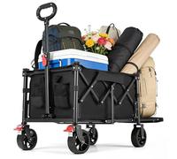 40L-80L Festival Trolley on Wheels, Heavy Duty Folding Wagon, Portable Camping Cart Load up 160KG, Camping Trolley Foldable for Beach Outdoor Shopping Fishing, Rear-Opening Design, Black