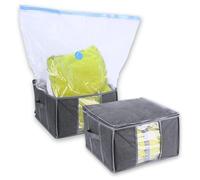 40L Clothes Storage Bag with Zipper - Medium Foldable Storage Box with Clear Window & Reinforced Sides - Space Saving Organiser for Bedding, Duvets & Clothes - Includes Vacuum Storage Bag