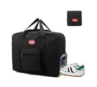 40L Foldable Travel Bag with Separate Shoe Compartment - Durable Nylon, Water-Resistant for Travel, Hiking, Gym & Daily Use（Black）