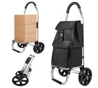 40L Folding Lightweight Shopping Trolley with Detachable Shopping Bag, Hard Wearing & Waterproof Fabric, Easy Storage, Large Shopping Trolley on 2 Wheels Large Shopping Cart, Black
