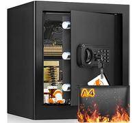 40L Home Safe Box with Fireproof Document Bag and Removable Shelf, Anti-Theft Money Safe Box with Alarm and Silent Mode, Digital Safety Safe Box for Money Medicine Jewelry A4 Document