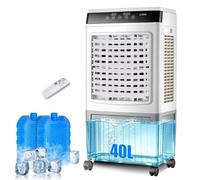 40L Industrial Evaporative Air Cooler with Remote Control, Ice Packs Included, Commercial Heavy Duty Cooling Fan, Low Energy Consumption, Professional Air Cooler for Shops and Workshops