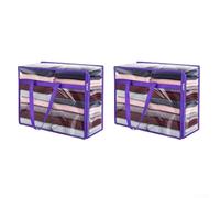 40L large capacity transparent storage bag with reinforced handles, made from PVC for wardrobe storage and dustproof moving needs (2pce)