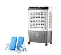 40L Large Evaporative Cold Air Fan Cooler, 3-Side Cooling Pads, 0-7.5H Timer, Remote Control, Swivel Casters, Mobile Water Cooler for Garage Warehouse Shop Office Home Indoor Summer Use