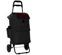40L Large Fully Insulated Shopping Trolley Grocery Luggage Carrier Foldable Cart Bag with 2 Wheels with Insulated Cooler Bag (Red/Black)