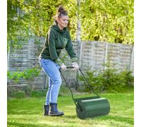 Outsunny 40L Lawn Roller Drum with Scraper Bar and Collapsible Handle, Green