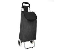 40L Lightweight Shopping Trolley, Hard Wearing & Foldaway Trendy Folding/Collapsible Push/Pull Carts for Easy Storage with 2 Wheels (Plain Black)
