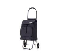 40L Lightweight Shopping Trolley with Front Pocket, Hard Wearing & Foldaway Trendy Folding/Collapsible Push/Pull Carts for Easy Storage with 2 Wheels (40L, Black)
