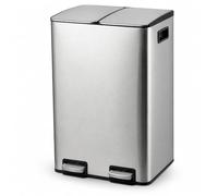 40L Stainless Steel Pedal Bin, 2 x 20L Dual Compartment Recycling Waste Bin with Inner Buckets, Hands Free Kitchen Office Home Rubbish Bin (40L-Pedal-Bin-Stainless-Steel)