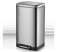 40L Stainless Steel Touchless Trash Can with Lid Hydraulic Soft Close Silent Operation Rectangular Design Large Capacity Waste Bin - Silver Ideal for Home & Office