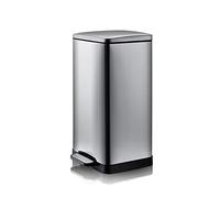40L Stainless Steel Touchless Trash Can with Lid Hydraulic Soft Close Silent System Rectangular Design Large Capacity Waste Bin - Silver Ideal for Home & Office