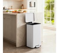 40L Steel Pedal Kitchen Bin, White