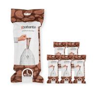 Brabantia 138669 PerfectFit Bin Liners Multipack (Size L/40-45 Litre) Thick Plastic Trash Bags with Tie Tape Drawstring Handles (120 Bags), White