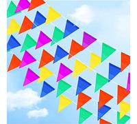 40m/131ft Multicolour Flags 80 Triangle Bunting Pennant Party Banner Birthday Wedding Anniversary Celebration Baby Shower Indoor/Outdoor Street Party Decorations