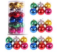 40mm 24ct Christmas Balls Ornaments Christmas Decorations For Home Christmas Tree Ornaments Shatterproof Indoor Decorations Festive Party Pendant Room Decor Christmas Decorations (6 colors mixed/4 cm)