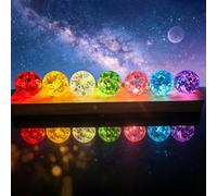 40mm 7 Colors Ice Cracked Glass Crystal Chakra Balls with LED Wooden Base