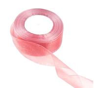 40mm Bean Pink Organza Ribbon for Gift Wrapping 45M, Organza Chiffon Ribbon Thick for Gift Wrap Hair Bow Christmas Cake Wedding DIY Crafts Car Decoration