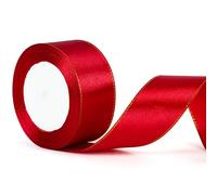 40mm Burgundy Red Christmas Satin Ribbon - Burgundy Red Wired Edges Gift Wrap Ribbon for Xmas Presents, Wedding Bouquets, Cake Decor & Crafting (1.5" Wide Heavy-Duty Decorative Bow Ribbon)