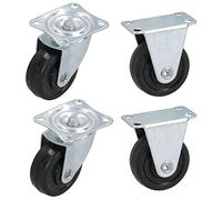 40mm Castor Wheel 4pc Trolley 2 x Fixed & 2 x Swivel Office Rollers TE372