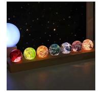 40mm Colorful Crystal Ball Night Light Lamp with LED Wooden Base, 7 Chakra Healing Sphere for Meditation Positive Energy Decoration Balls Set for Home,Round Base