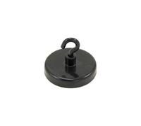 FIRST4MAGNETS Ferrite Black Painted Clamping Magnet with M4 Hook for Hanging, Holding or Displaying Items - 40mm Dia - 10.2kg Pull
