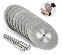40mm Diamond Cutting Discs, 10PC Ultra-Thin Rotary Tool Metal Cutting Disc with 2 Mandrels - for Glass Ceramics Tile Stone Gem Jewellery Making