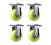40mm Green Swivel Caster Wheels with Brake 60mm Height 4Pack Directional Furniture Replacement Wheels 100kg Load Capacity 40x30mm Fixing Plate Hole Spacing