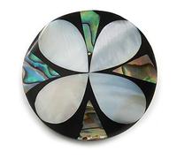 40mm L/Round Flower Motif Sea Shell Brooch/Black/Silvery/Abalone Shades/Handmade/Slight Variation In Colour/Natural Irregularities