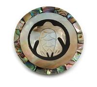 40mm L/Round Turtle Motif Sea Shell Brooch/Black/Natural/Abalone Shades/Handmade/Slight Variation In Colour/Natural Irregularities