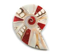 40mm L/Shell Shape Sea Shell Brooch/Caramel/Red/White Shades/Handmade/Slight Variation In Colour/Natural Irregularities