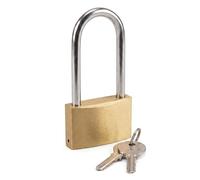 40mm Long Shackle Padlock Solid Brass Body Hardened Steel Shackle Waterproof & Corrosion Resistant Anti-Cut Security 2 Keys Included Shed Gate Gym Locker Toolbox Fence Hasp Storage Unit Outdoor Use