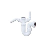 40mm P Trap, Swivel with Twin 135 Degree Nozzles, 75mm Seal | Connects a washing machine and dishwasher, BS EN 274 compliant, universal outlet