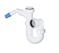 40mm P Trap with Dishwasher Nozzle, Adjustable Telescopic - PlumbEZ | 135 degree swivel nozzle, 75mm water seal, height adjustable inlet, universal 40mm outlet