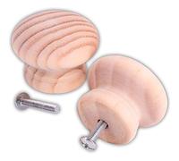 40mm Pine Wooden Cupboard Cabinet Door Knobs - Pack of 2