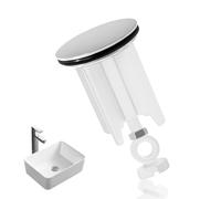40mm Pop Up Sink Plug Replacement, Height Adjustable Plug, 66mm-83mm, Universal Pop Up Basin Plug for Kitchen, Washbasin, Push Pull Drain Stopper Anti-Clog Tool-Free Installation (White)