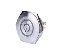 40mm Power Ring LED Illuminated ON OFF Push button Switch Momentary switc1NO1NC SPST Waterproof 6 pins terminal IDGTTLDF(RING LED_5V)