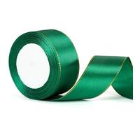 40mm Premium Christmas Satin Ribbon - Deep Emerald Green Wired Edges Gift Wrap Ribbon for Xmas Presents, Wedding Bouquets, Cake Decor & Crafting (1.5" Wide Heavy-Duty Decorative Bow Ribbon)