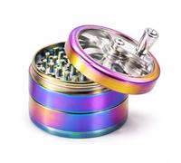 40mm Rainbow Herb Grinder - 4-Part Zinc Alloy Metal Grinder with Magnetic Lid, Diamond Teeth, Pollen Catcher & Chamber for Herbs and Spices