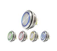 40mm stainless steel ring lamp 6v 12v 24v 220v green white yellow red momentary latching 1no1nc led metal push button switch IDGTTLDF(Green,LATCHING FUNCTION_220V)